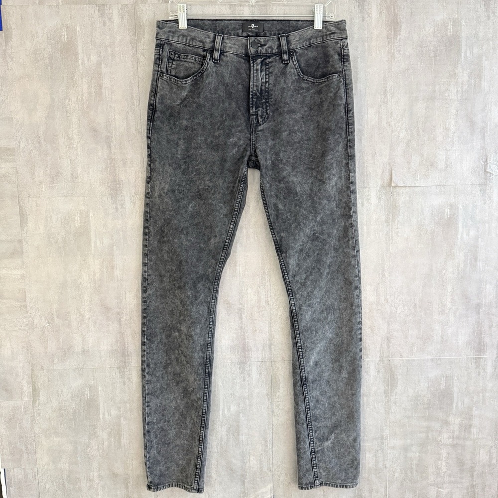 7 For All Mankind Pants Mens 31 Measures (32x30) Gray Acid Wash Corduroy Skinny